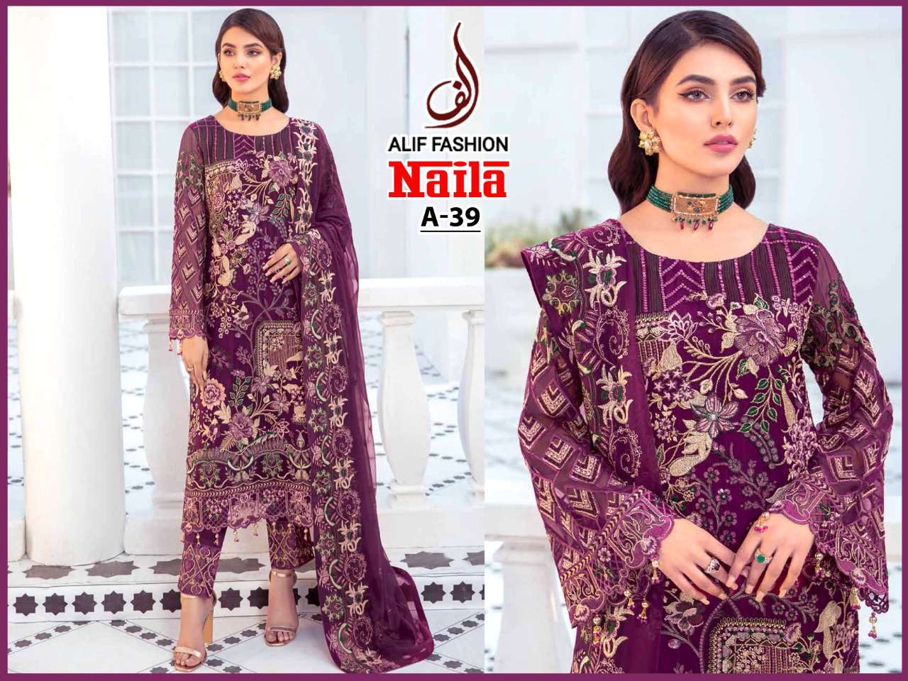 HIT DESIGNS BY ALIF FASHION A-38 SERIES WHOLESALE GEORGETTE ...