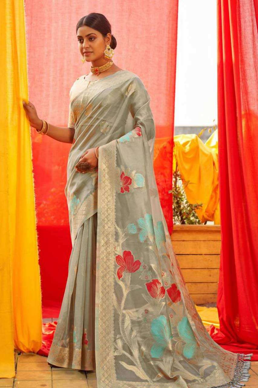ORGENZA WEAVES VOL-5 BY SHANGRILA SAREES A TO F SERIES WHOLE...