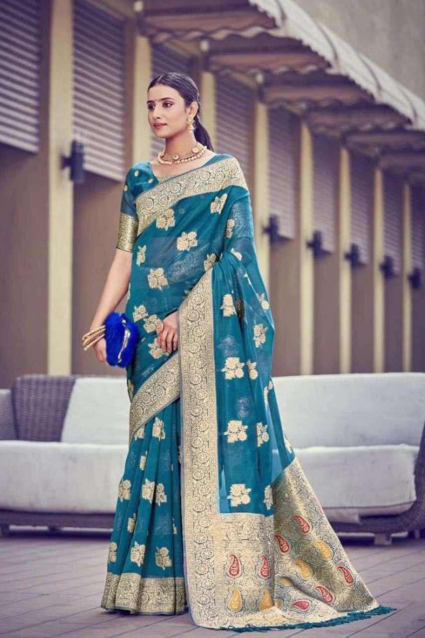 ORGENZA WEAVES VOL-7 BY SHANGRILA SAREES A TO F SERIES WHOLE...