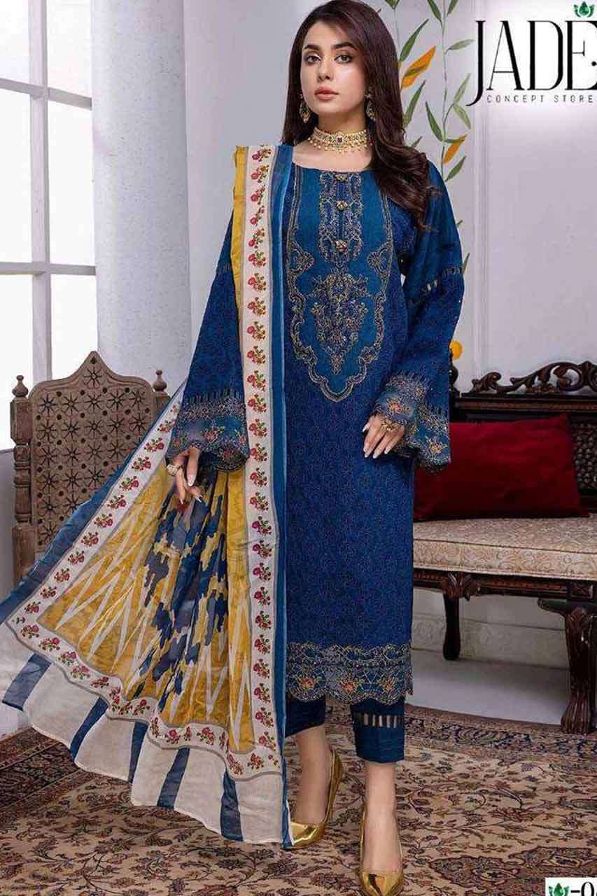 JAHAN BY JADE 1 TO 6 SERIES WHOLESALE COTTON SEMI STITCHED S...
