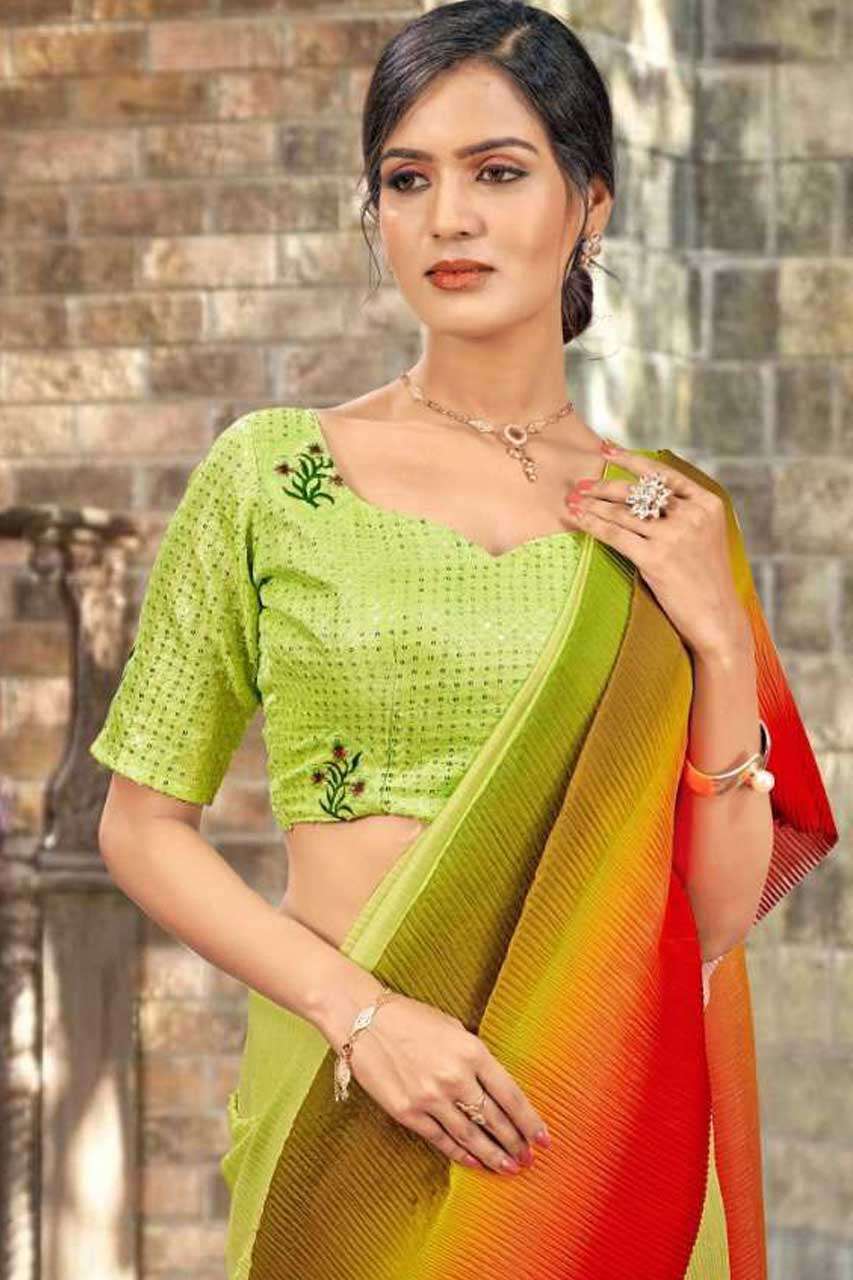 OMBRE PLEATED BY YADU NANDAN FASHION 401 TO 406 SERIES WHOLE...