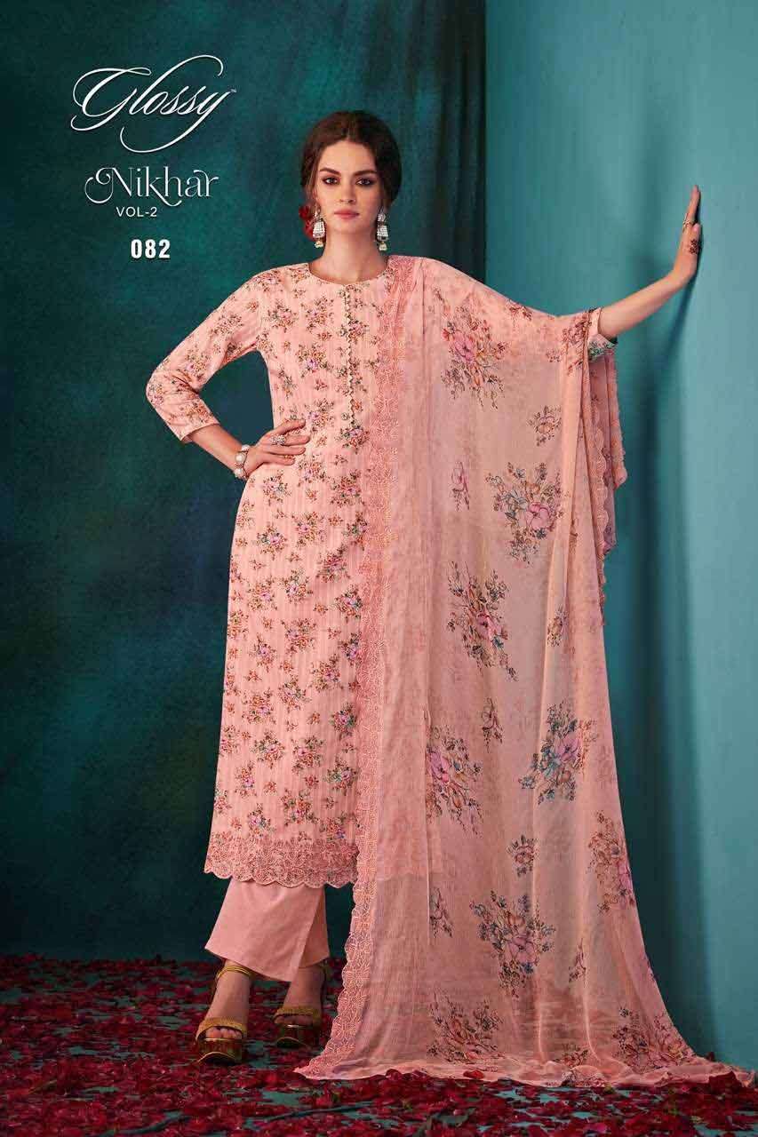 NIKHAR VOL-2 BY GLOSSY 81 TO 86 SERIES WHOLESALE COTTON SEMI...